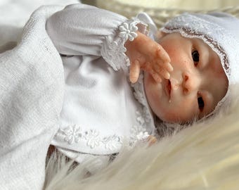 Lebensechtes Reallife Realistisches Trinknass Frühchen Fröhlich Junge - Ganzkörper Silikon OOAK Magdalena's Art-Baby Puppe