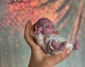 Lebensechter realistischer Trinknassaffe AFFE Baby Ganzkörper-Silikonbaby OOAK Magdalena's Art-Baby doll
