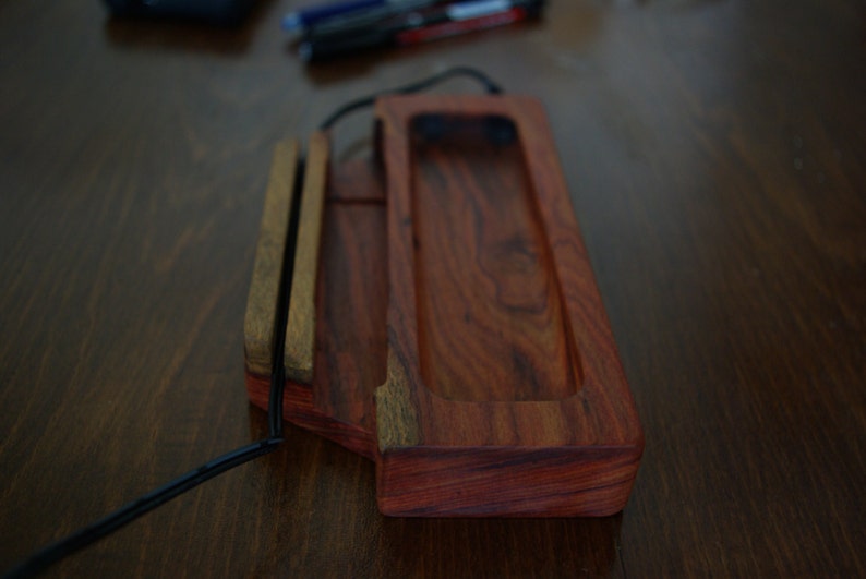 iPhone 7 docking station Mobile charging dock Wood cell phone valet Rosewood smartphone stand Eyeglass holder Wooden Pen tray Made in Greece