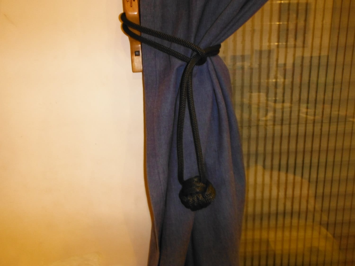 Decorative curtain tieback rope loops with monkey fist knots Etsy