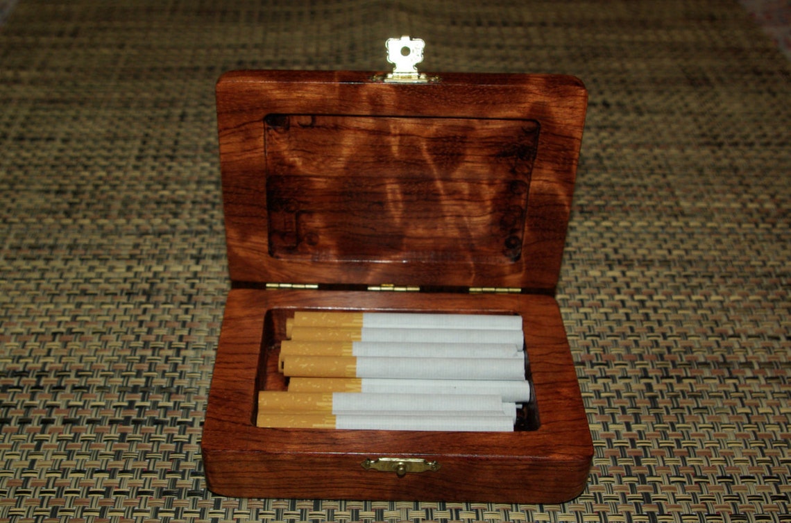 Wooden Cigarette Case Wood Cigarettes Box Holder Bubinga Etsy