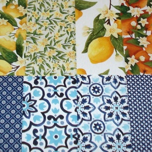 Papiers imprimés, papiers 15 x 15 cm, Stamping'Up, collection ZESTES DE MEDITERRANEE, 12 feuilles