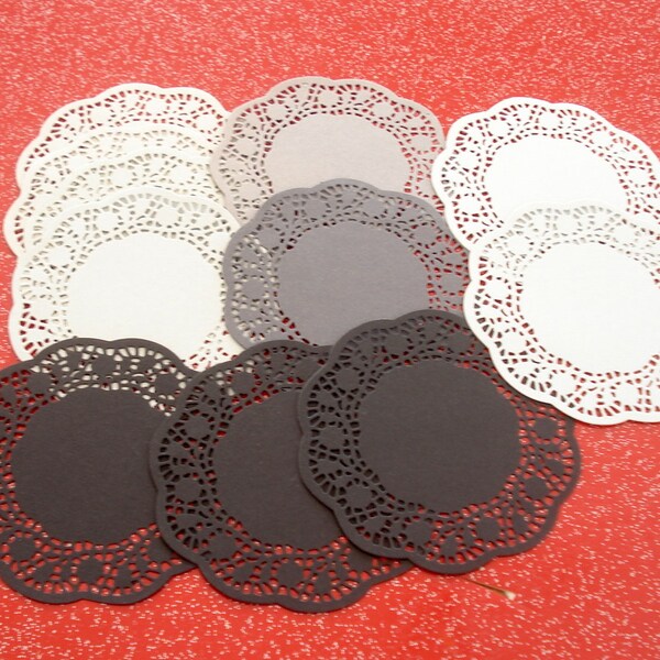 Lot de 12 napperons ronds, diamètre 10,5 centimètres, effet dentelle, papier épais, scrapbooking , FAIT MAIN