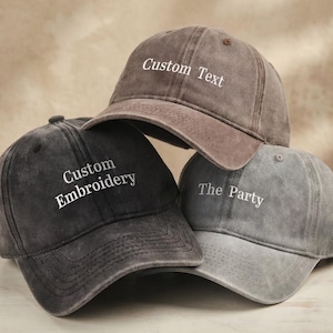 Custom Embroidered Baseball Cap, Personalized Text Hat or Logo, Vintage Mom Dad Hat, Adjustable Unisex Cotton Twill, Gift for Mom Dad