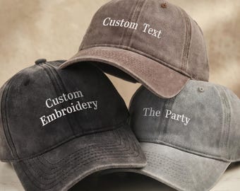 Custom Embroidered Baseball Cap, Personalized Text Hat or Logo, Vintage Mom Dad Hat, Adjustable Unisex Cotton Twill, Gift for Mom Dad