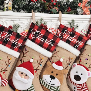 Personalized 3D Christmas Stockings, 2025 Embroidered Stockings With Name, Family Christmas Stockings, Holiday Decor Gift, Monogram Stocking