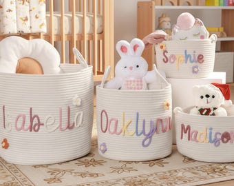 Handgemaakte mand babynaam, babycadeau pasgeboren baby, opberger speelgoed, opbergmand