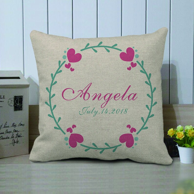 Custom Name And Date Pillow Coverpersonalized Holiday Pillow Etsy