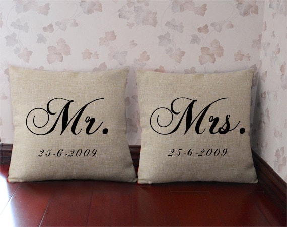 Mr And Mrs Pillow Cover Personalized Pillow Custom Mr Mrs Etsy