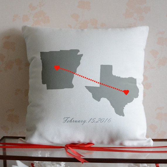 Custom state to state pillows personalized pillow state map Etsy