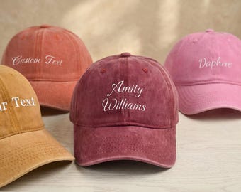Op maat geborduurde baseballpet, gepersonaliseerde teksthoed of eenvoudig logo, vintage vaderhoed, verstelbare uniseks katoenen keperstof, cadeau voor moeder vader