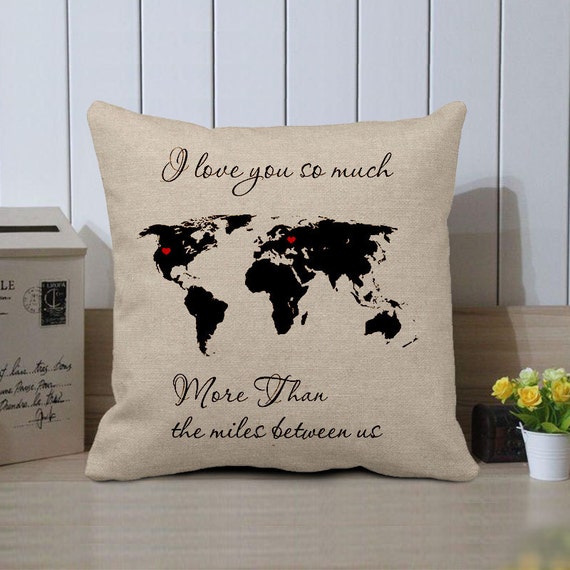 Custom world map pillow cover I love New York State Map Throw Pillow Cover