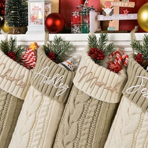 2025 Embroidered Christmas Stocking, Xmas Knitted Family Stockings, Holiday Decor Gift, Christmas Family Gifts, Monogram Stocking with Name