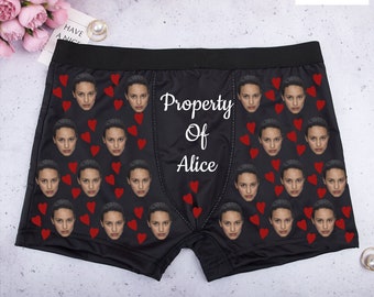 Regalo de San Valentín para él, calzoncillos tipo bóxer con cara personalizada, diseño de ropa interior con impresión fotográfica personalizada, bóxers divertidos con imagen, regalo para novio y marido