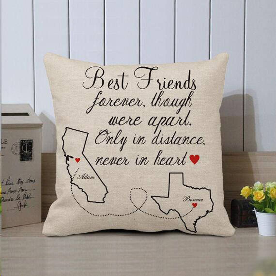 Best Friend Pillow Cover Long Distance Best Friend Cushion Etsy