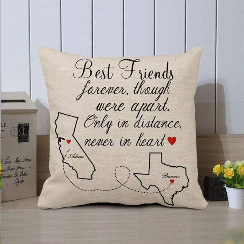 Best Friend Pillow Cover Long Distance Best Friend Cushion Etsy