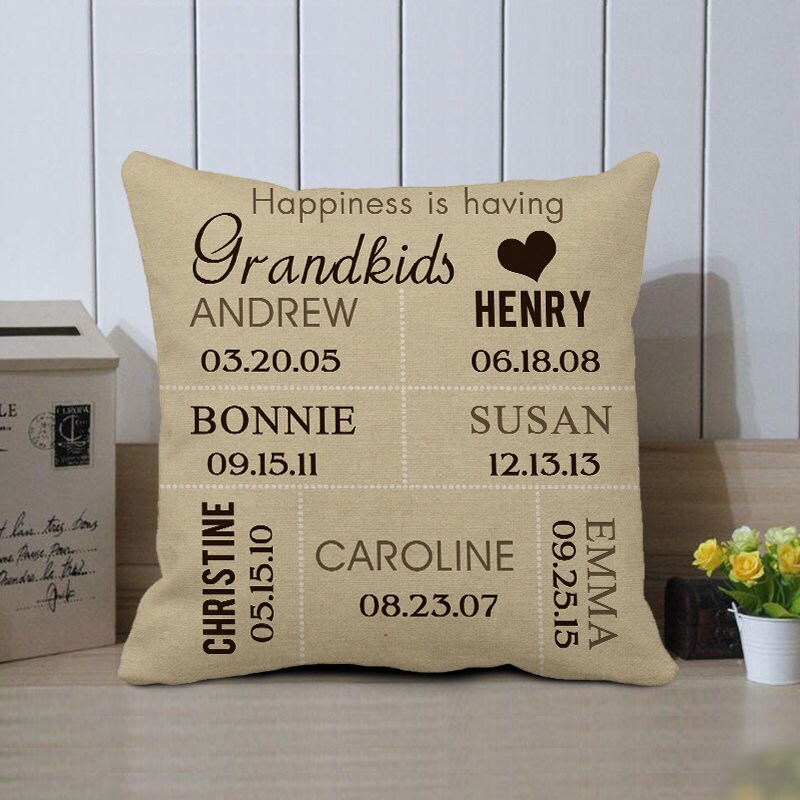 Custom Grandkids Pillow Grandma Pillow Cover Personalized Etsy