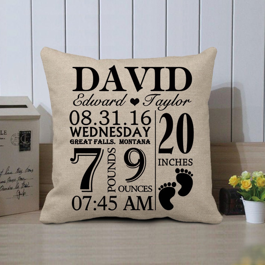 Birth Announcement Pillow Cover Personalized Baby Pillow - Etsy