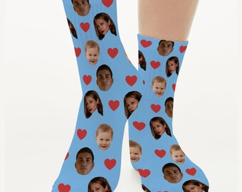 Custom Face Socks, Personalized Printed Photo Socks, Custom Photo Socks with Text, Anniversary Gift for Boyfriend, Funny Socks for Husband