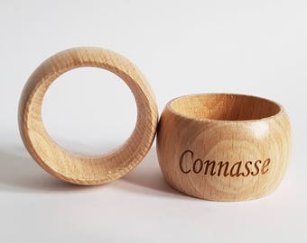 PAS PERSONNALISABLE Rond de serviette en bois (hêtre) gravé Connasse cadeau pour elle humour par decartonetdetoiles