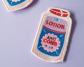 Embroidered iron-on patch Asshole lotion original illustration