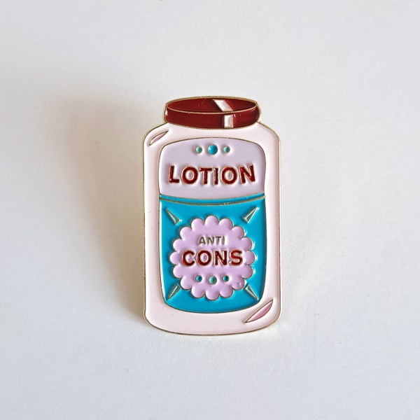 Pin's métal original Lotion anti cons humour illustration second degré par de Carton et d'Étoile