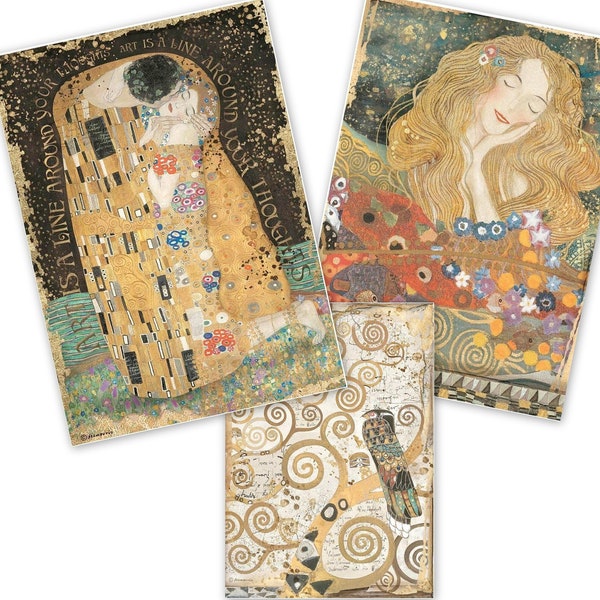 Klimt Decoupage Paper Etsy