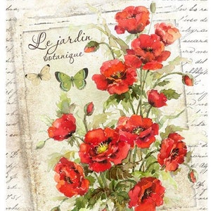 POPPIES Rice paper for decoupage, scrapbooking, card making #A4_476