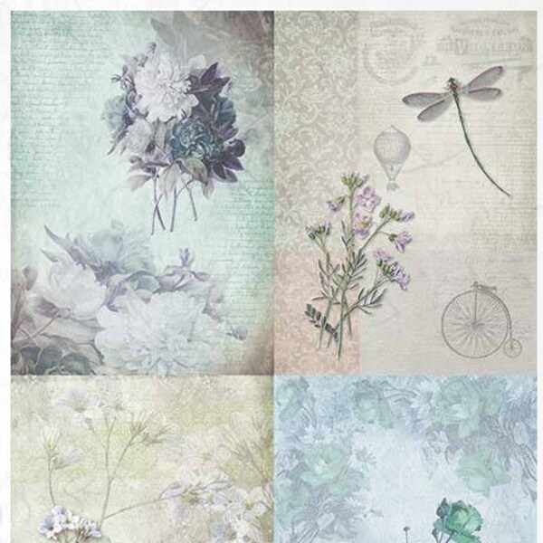 Rice paper for Decoupage Flower collages #R1269