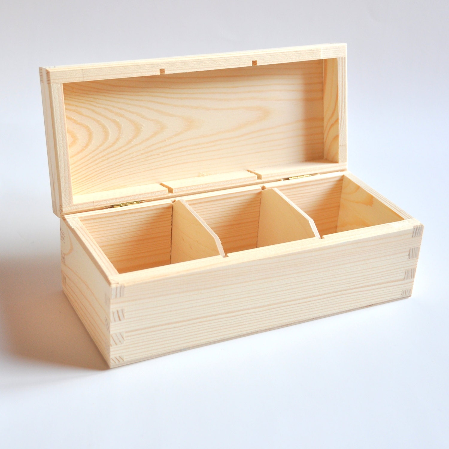 Tea Bags Wooden Box. Unfinished Wood Tea Box. 3 Compartments. Etsy