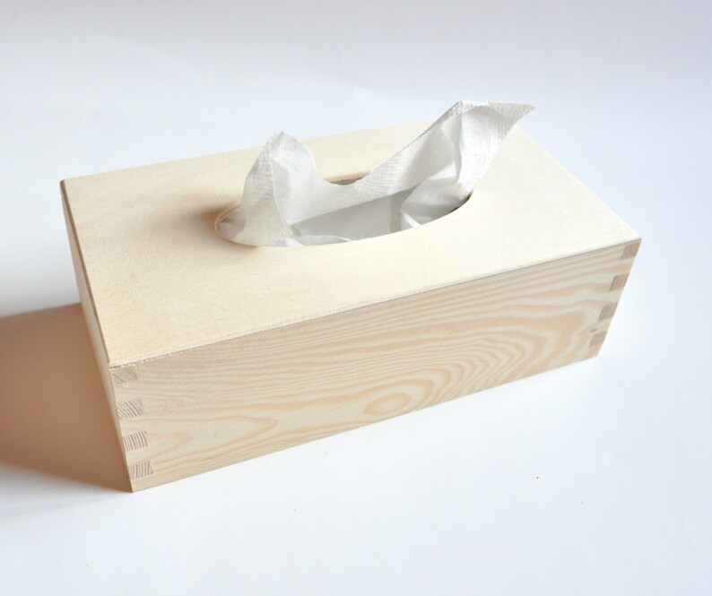 Wooden Tissue Box Unfinished Wood Handkerchief Decoupage Home Decor 214