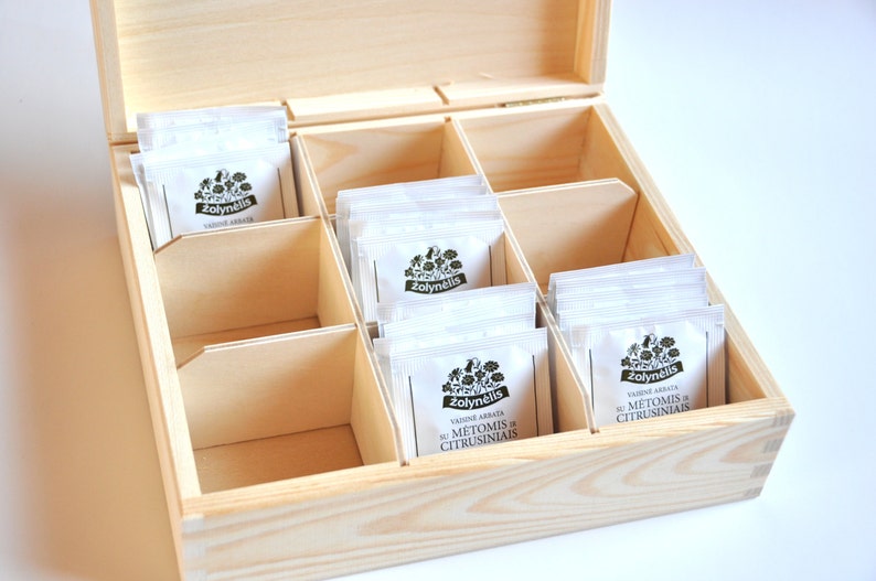 Wooden tea box. Jewelry Wooden Box. Tea Bags Wooden Box. Etsy