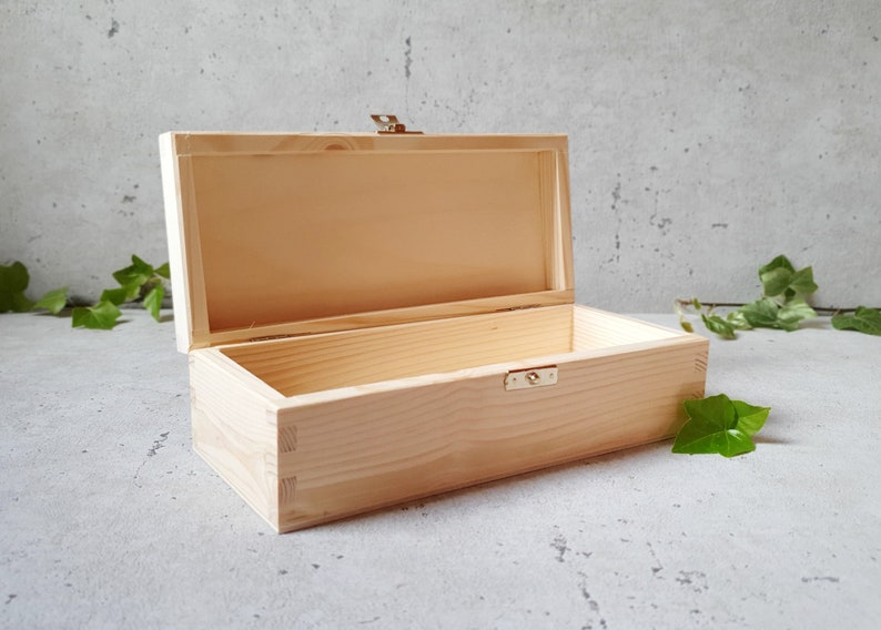 Unpainted Wooden Box. Unfinished Plain Wood Box 230 Etsy