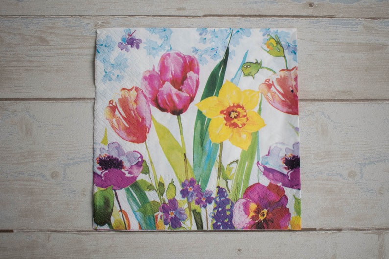 Blossoms Paper Napkins Set of 5 Decoupage napkin #0692