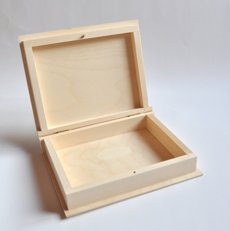 Wooden Box Book. Unfinished Wood Box. Unpainted Wood Box. Etsy