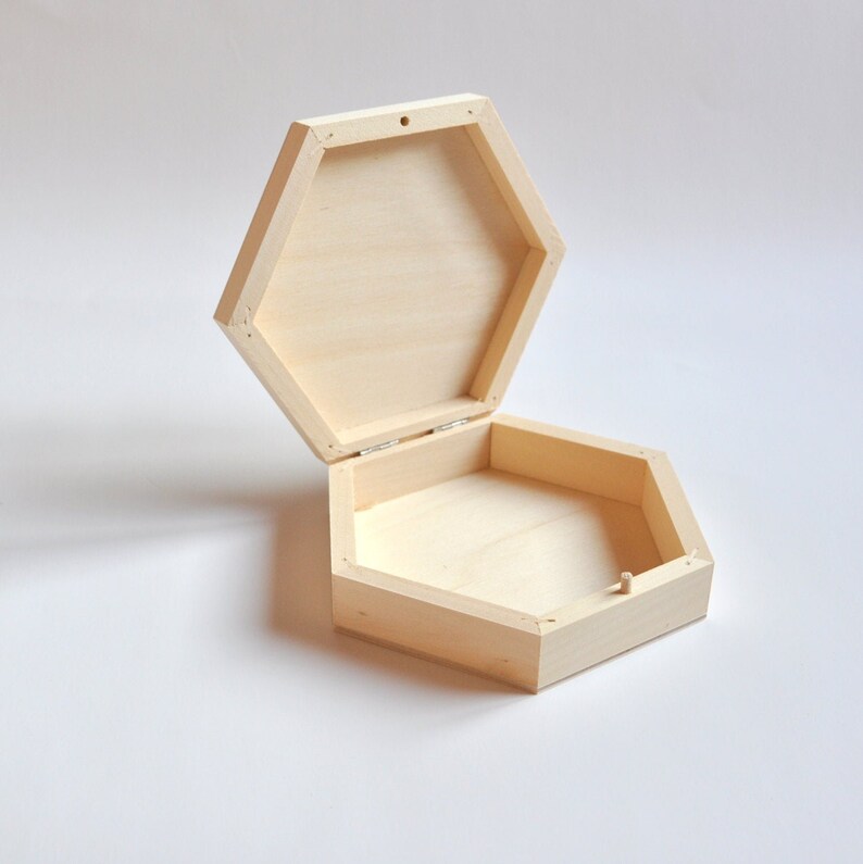 Hexagon Wooden Box. Unfinished Wood Box. Unpainted Wood Box. Etsy