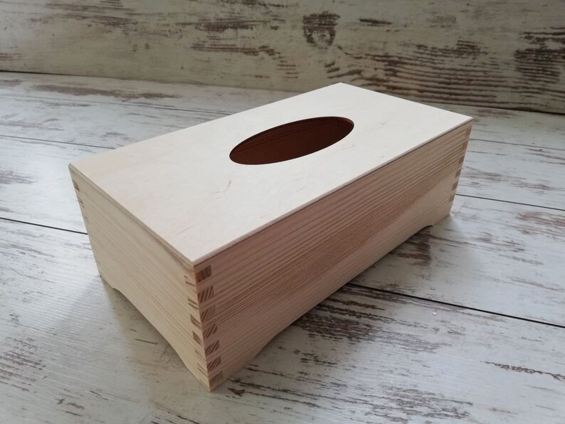Wooden Tissue Box With Legs Unfinished Wood Handkerchief Decoupage Home Decor 213