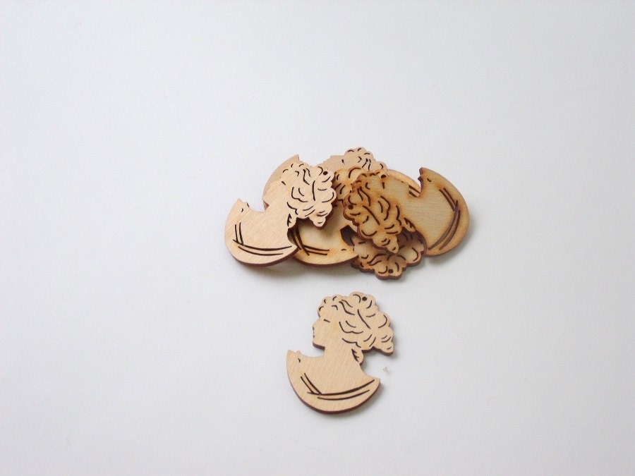 Cameo Wood Ornament. Laser Cut Unfinished Wood Cameo Pendant. Etsy