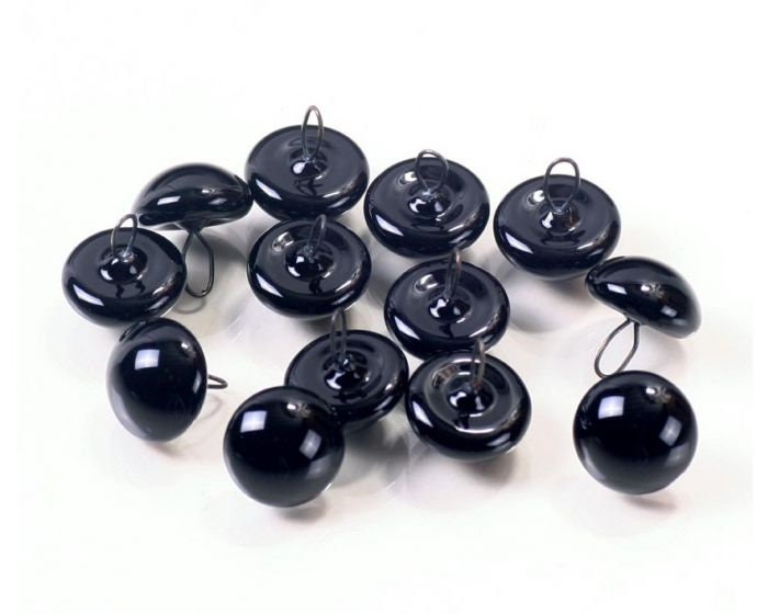 Glass black eyes with a loop for teddy bears - Set of 5 pairs