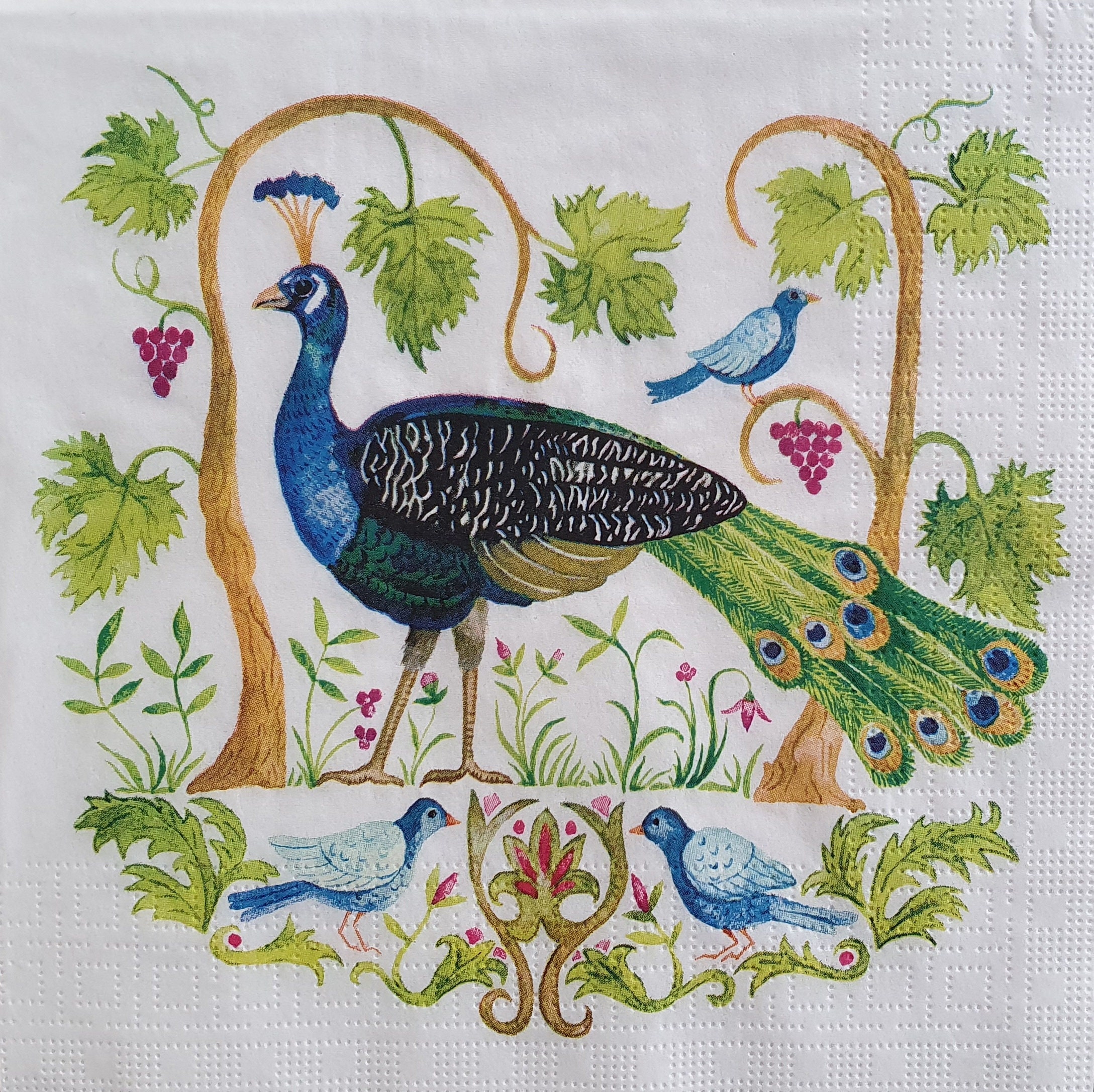 PEACOCK Paper Napkins for Decoupage Set of 5 napkins 2915 Etsy