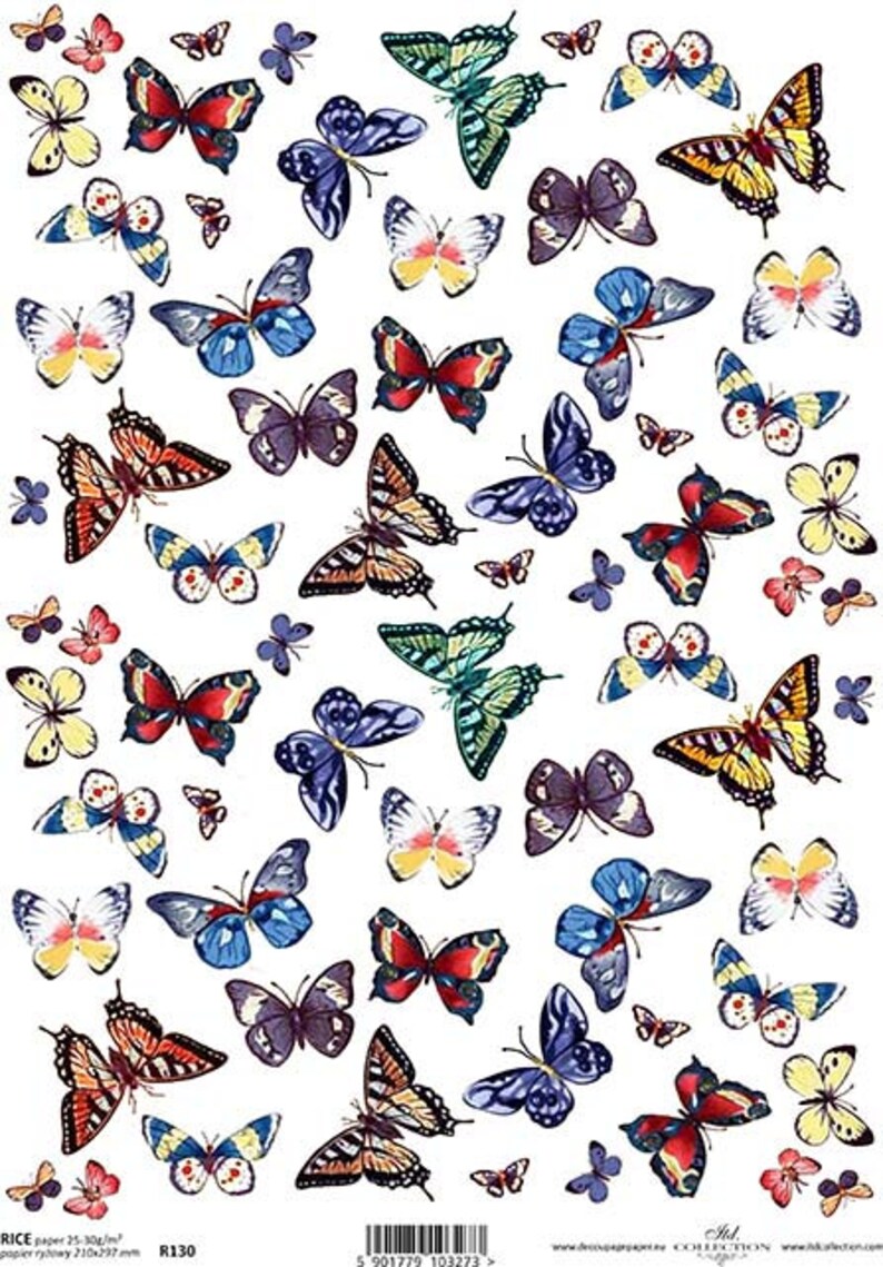 BUTTERFLIES Rice Paper for Decoupage R0130 Etsy