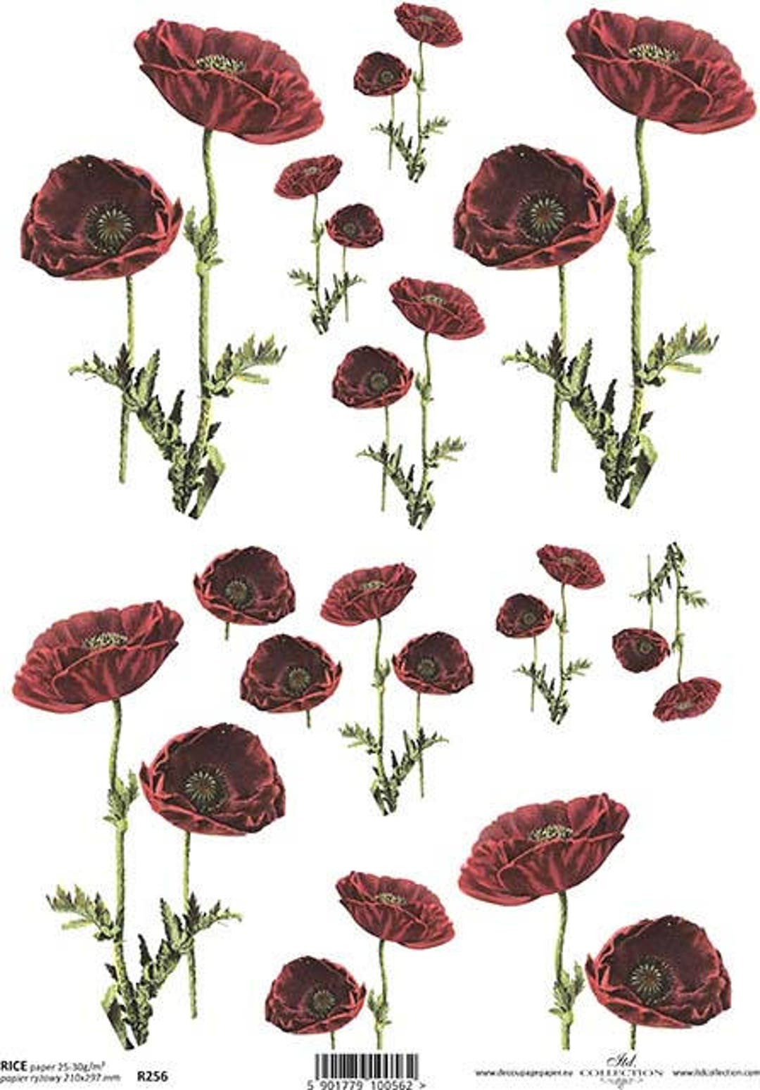 Decoupage RICE Paper POPPY R256 - Etsy