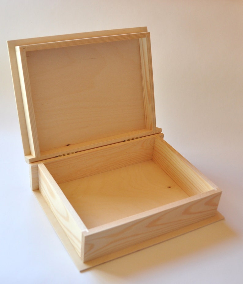 Wooden Box Book. Unfinished Wood Box. Unpainted Wood Box. Etsy