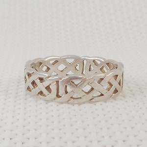 Vintage Modernist Sterling Silver Open Weave Band Ring Sterling Silver Wedding Woven Band Ring Modernist Silver Band Ring Boho 925 Ring