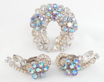 Vintage Juliana Victory Wreath Brooch and Earrings Set Fiery Juliana Demi Parure D&E Brooch and Earring Set 1950's Delizza and Elster Set