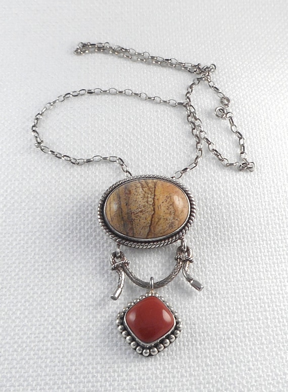 Vintage Sterling Silver Suarti Bali Jasper and Ag… - image 2