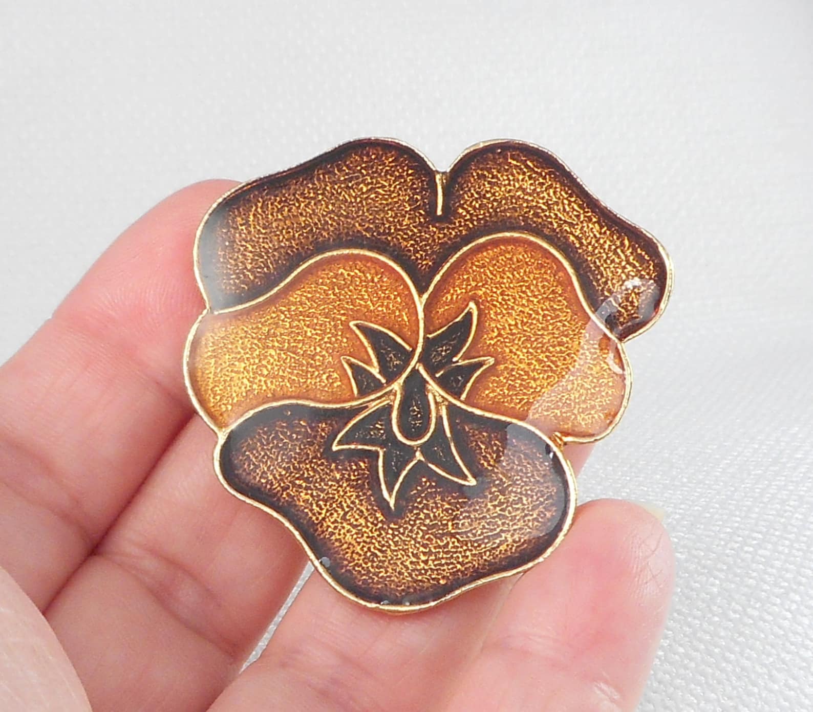 Vintage 60's Capri Pansy Pin Brooch Gold and Brown Capri Pansy Pin Big ...