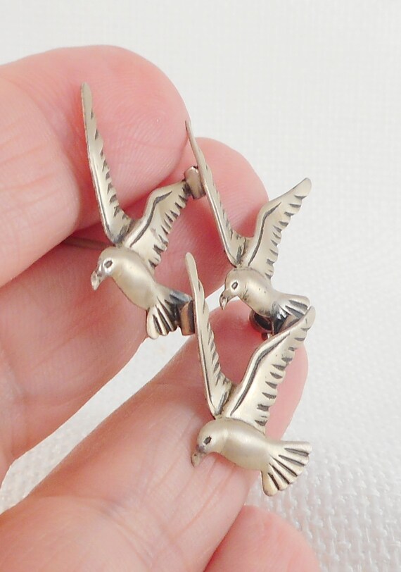 Vintage Beau Sterling Modernist Birds Brooch Beau… - image 3