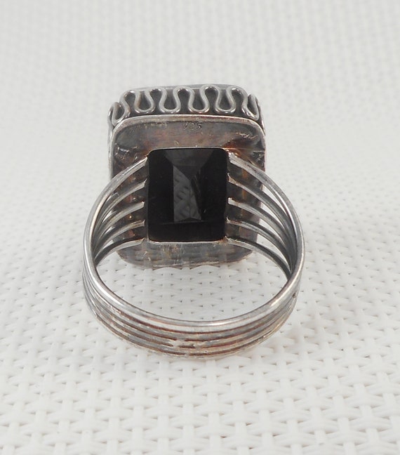 Vintage Big Size Sterling Black Spinel Ring Uniqu… - image 9