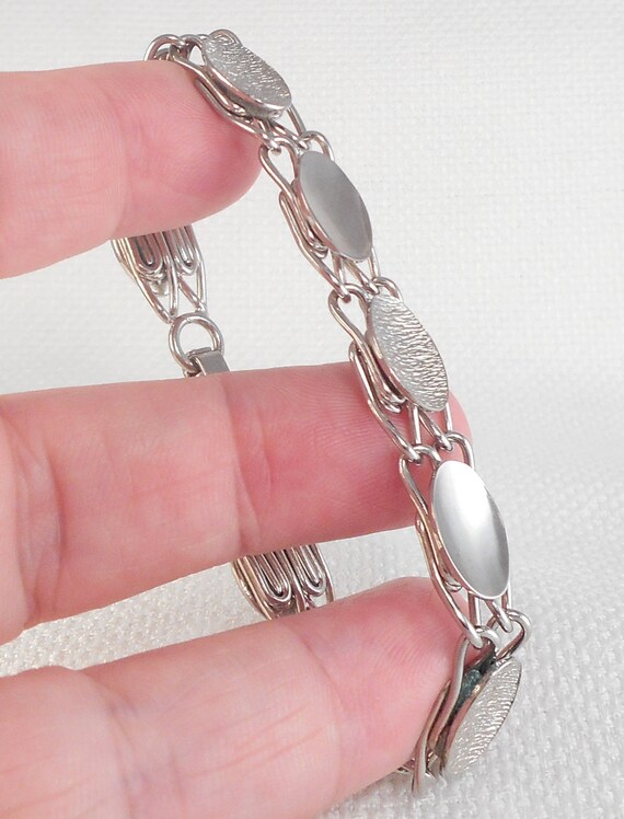 Vintage Silver Atomic Links Bracelet 60's Silver … - image 5